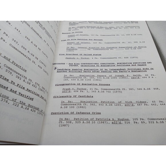 Commonwealth Court of Pennsylvania Election Cases July 1, 1987 - 1994 Book - Picture 3 of 10
